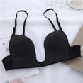 thumbnail image 3 of SWSMCLT Women's Push Up Strapless Bra Wireless Plunge Soft Light Strappy Deep V Neck Cross Back Backless Invisible Straps Low Back Bralette for Dress 11 Black D, 3 of 4