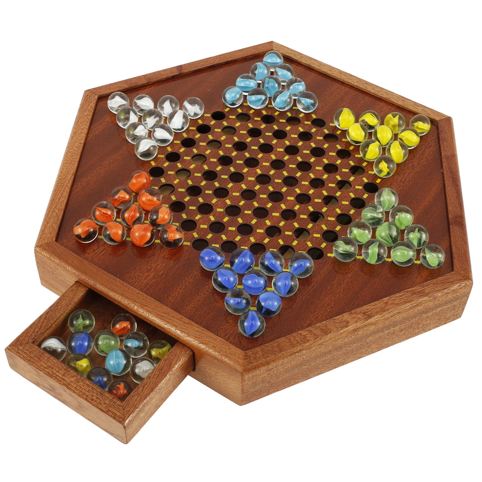 Keyohome Chinese Checkers,Wooden Chinese Checkers Game,Family Board Game,Party Game,1-6 Players.12.6"