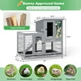 thumbnail image 3 of COZIWOW Wooden Rabbit Hutch on Wheels 2-Tier Indoor Bunny Cage Cleaning Trays and Run Gray, 3 of 12