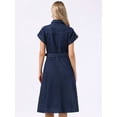 thumbnail image 3 of DARING DIVA Denim Shirt Button Down Short Sleeves  Dress Medium Black Blue, 3 of 5