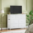 thumbnail image 2 of Commode Blanche pour Chambre avec 7 Tiroirs, Grand Commode avec Dessus en Bois, Commode en Tissu avec Tiroirs de Rangement pour Salon, Garde-Robe, Entrée, 2 of 16