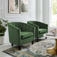 thumbnail image 2 of Tufted Armchair Accent Chair, Set of 2, Velvet, Green, Modern Contemporary Urban Design, Living Lounge Room Hotel Lobby Hospitality, 2 of 4