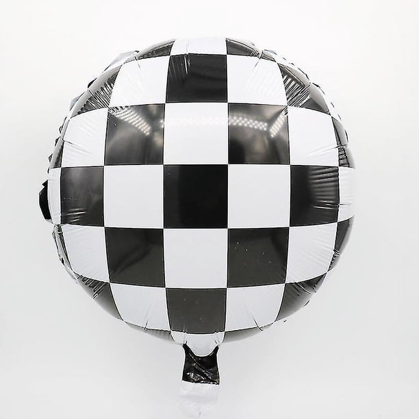 20*30 Rosa 10 piezas de globos de fiesta con bandera de coche de carreras a cuadros, globos a cuadros blancos y negros