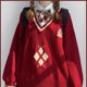 thumbnail image 1 of Suéteres de manga larga con cuello en V para mujer, ropa de punto de estilo Preppy bordado rojo, dulce, Otoño y Navidad, 1 of 4