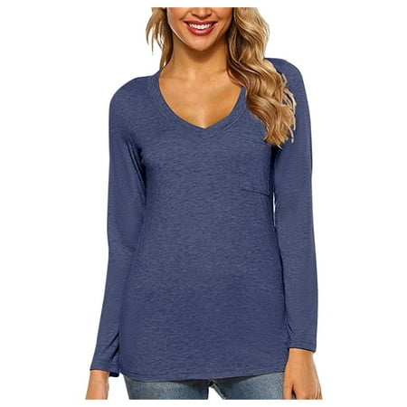

ForestYashe Womens Tops Blouse Solid Color V-Neck Corset Long Sleeve Shirt Tops Casual Shirts