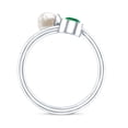 thumbnail image 3 of Rosec Jewels Freshwater Pearl Emerald Toi Et Moi Promise Ring - Ready to Gift with Jewelry Box, 925 Sterling Silver, US 4.00, 3 of 9