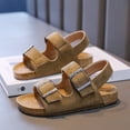 thumbnail image 6 of Gubotare Boys Sandals Little Kid Toddler Boys Girls Double Buckle Sandals Children's Adjustable Back Strap Water Sandal Size 10.5 (Khaki,10.5 Little Kids), 6 of 6