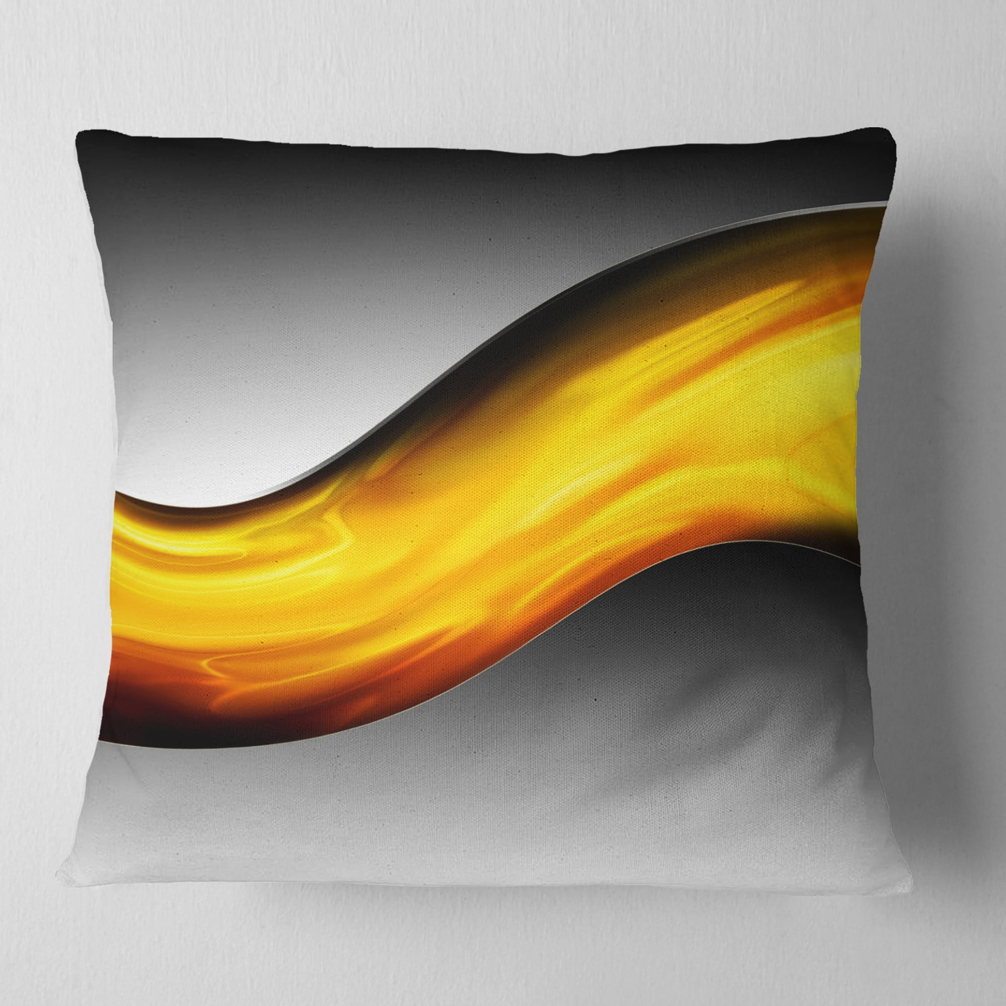 Designart Wave of Golden Lava - Abstract Throw Pillow - 16x16