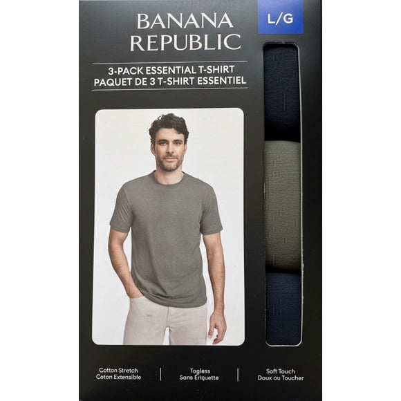 Banana Republic Men’s Crew Neck T‑Shirt, 3‑Pack – L – Multicolour