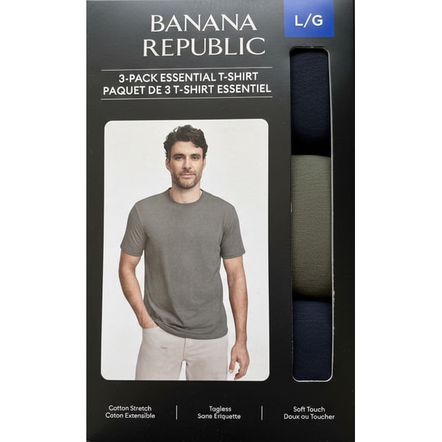 Banana Republic Men’s Crew Neck T‑Shirt, 3‑Pack – L – Multicolour