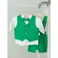 thumbnail image 3 of Bagilaanoe 3Pcs Newborn Baby Boys Gentleman Formal Clothes Short Sleeve Shirt Tops with Bow Tie + Waistcoat + Suspender Shorts 3M 6M 12M 18M Infant Overalls Shorts Set, 3 of 7
