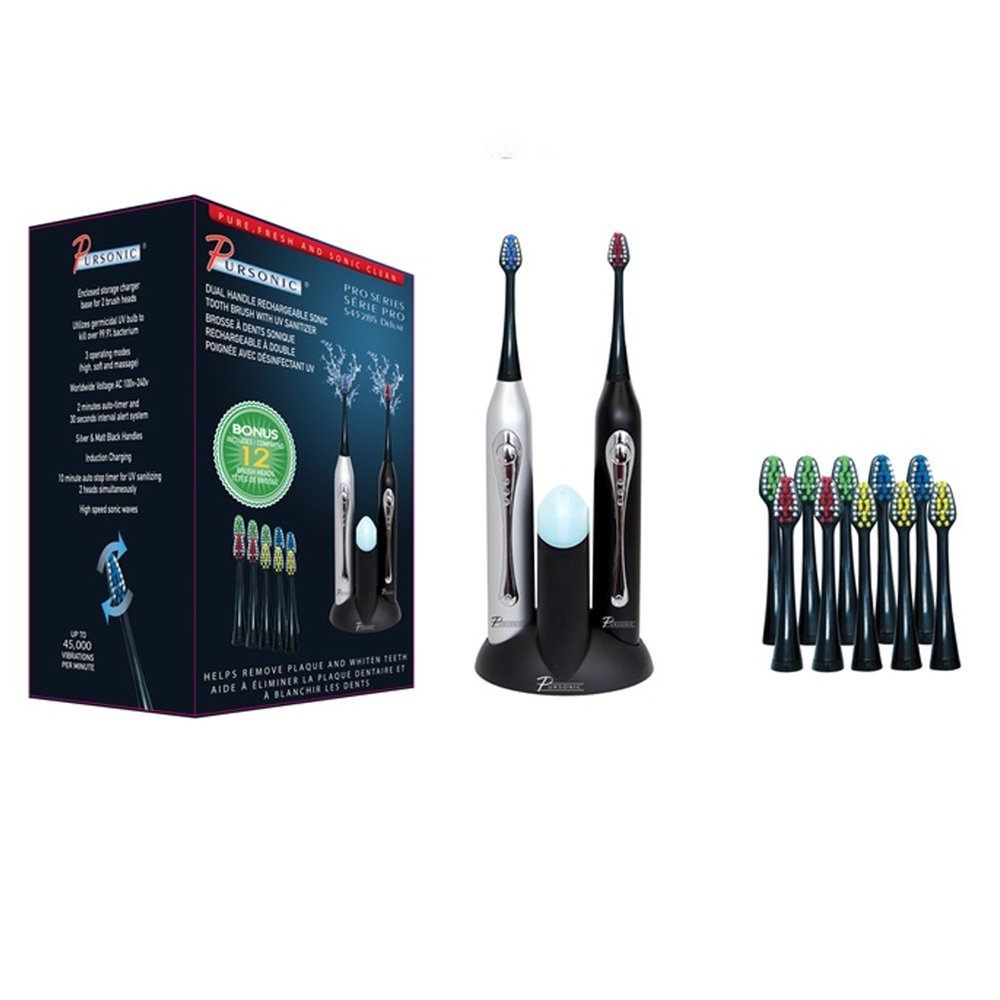 Pursonic dual handle rechargeable sonic toothbrush with uv sanitazer