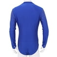 thumbnail image 5 of iiniim Men Long Sleeve V-neck Press Button Crotch Ballroom Latin Tango Rumba Bodysuit Dance Shirt Royal_Blue X-Large, 5 of 7