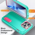 thumbnail image 2 of SaniMore for iPhone 15 Pro 6.1" 2023 Hybird Case, Rugged PC Back Shockproof TPU Shell Metal Hidden Kicksatnd Drop Resistant Anti-slip Heavy Duty Protective Case for iPhone 15 Pro, Mint+Rose, 2 of 9