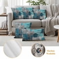 thumbnail image 6 of Teal Grey Outdoor Waterproof Pillow Covers, Modern Oil Painted Abstract Art Aesthetics Decorative Square Throw Pillowcase Sofa Cushion Sham for Patio/Couch/Chair, 18"x18" 2 Pack, 6 of 8