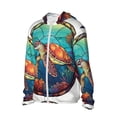 thumbnail image 2 of Balery Sea Turtle in Coral Men's Women's UPF 50+ Sun Protection Lightweight Hoodie Performance Long Sleeve Shirt for Fishing Running-Large, 2 of 9