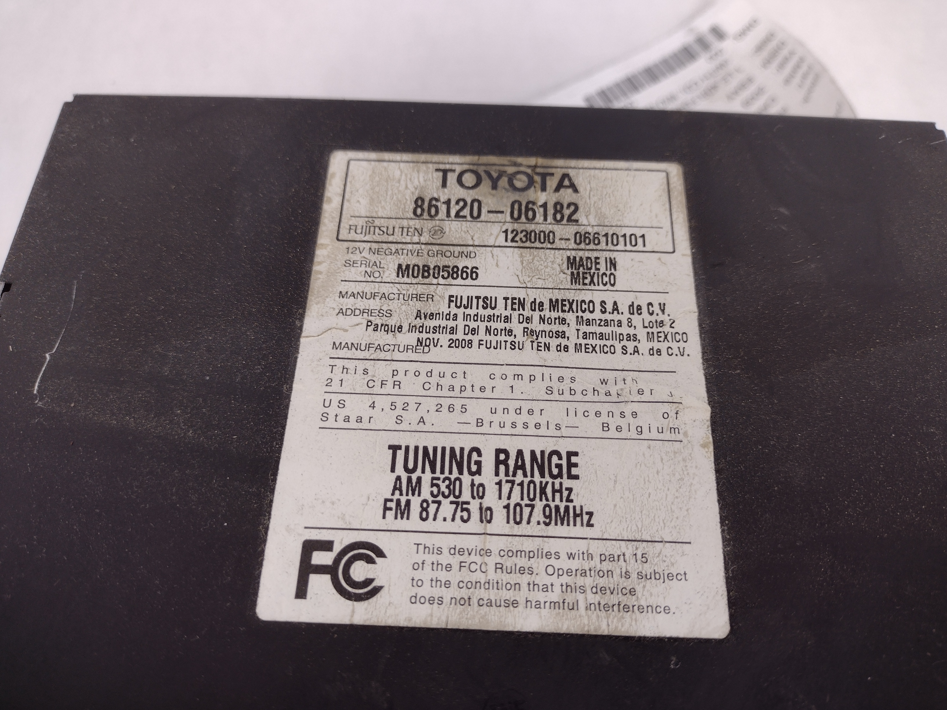 Pre-Owned 07 08 09 Toyota Camry AM FM CD Radio Receiver OEM - Verify Specific Vehicle Fitment In Description - (Good)