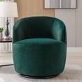 thumbnail image 2 of Hassch Modern Velvet Swivel Accent Chair, Upholstered Barrel Armchair with Black Powder-Coated Metal Ring Base, Ergonomic Comfy Lounge Chair (Emerald), 2 of 7
