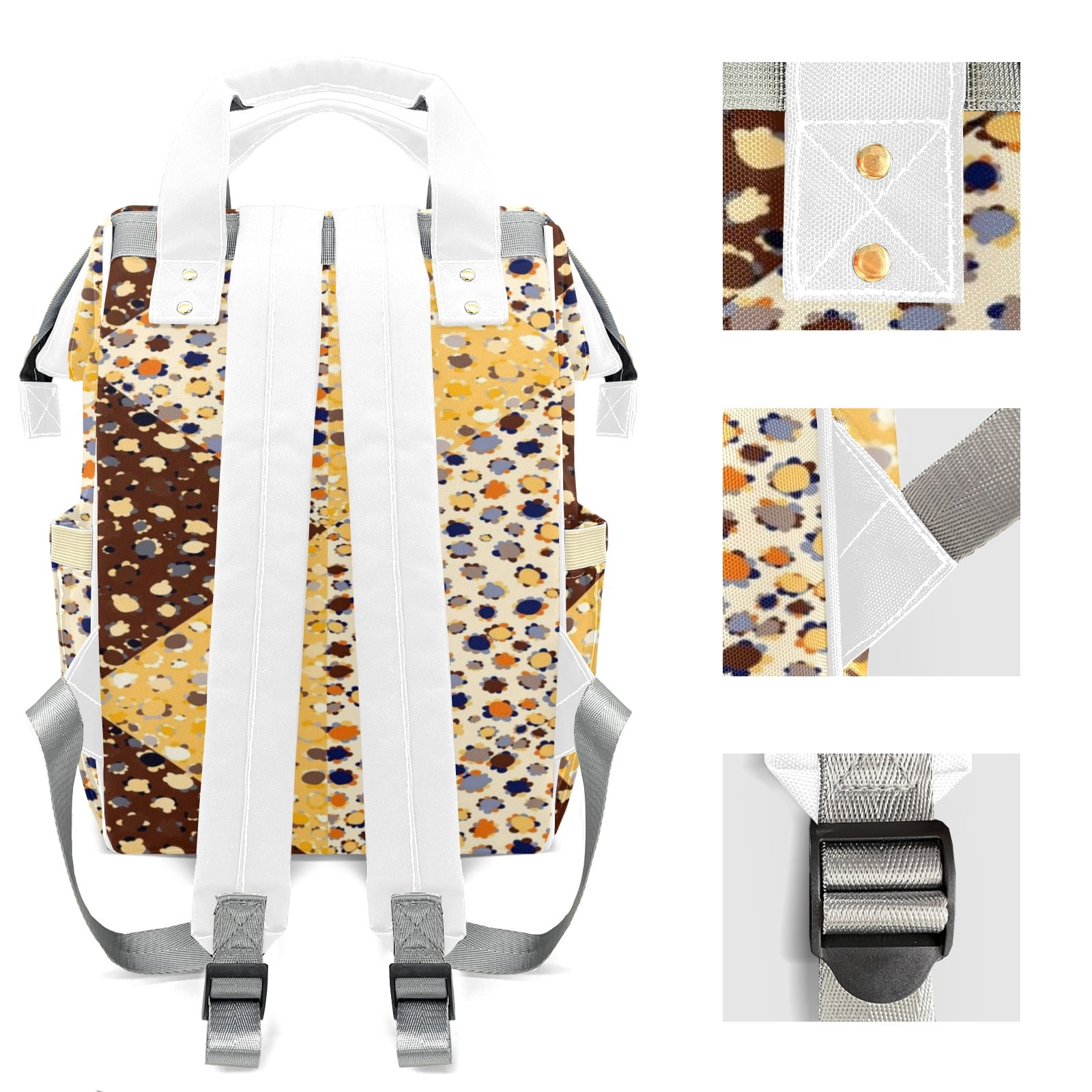 Abstract Flowers Diaper Backpack – Large Capacity, Insulated Baby Bottle Pocket, Multifunctional Mommy Bag for Boys & Girls