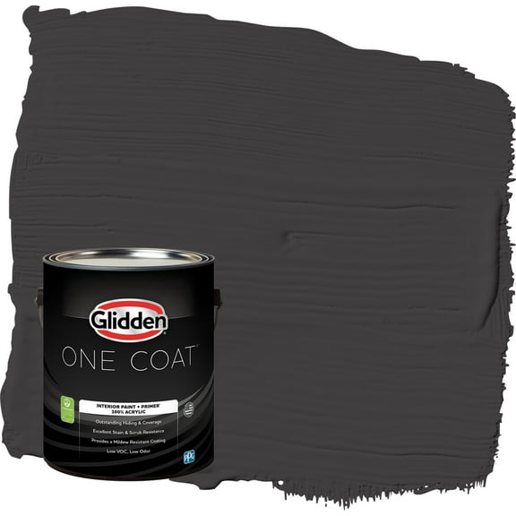 Glidden One Coat Black Magic / Black Flat Interior Paint with Primer, 1 Gallon