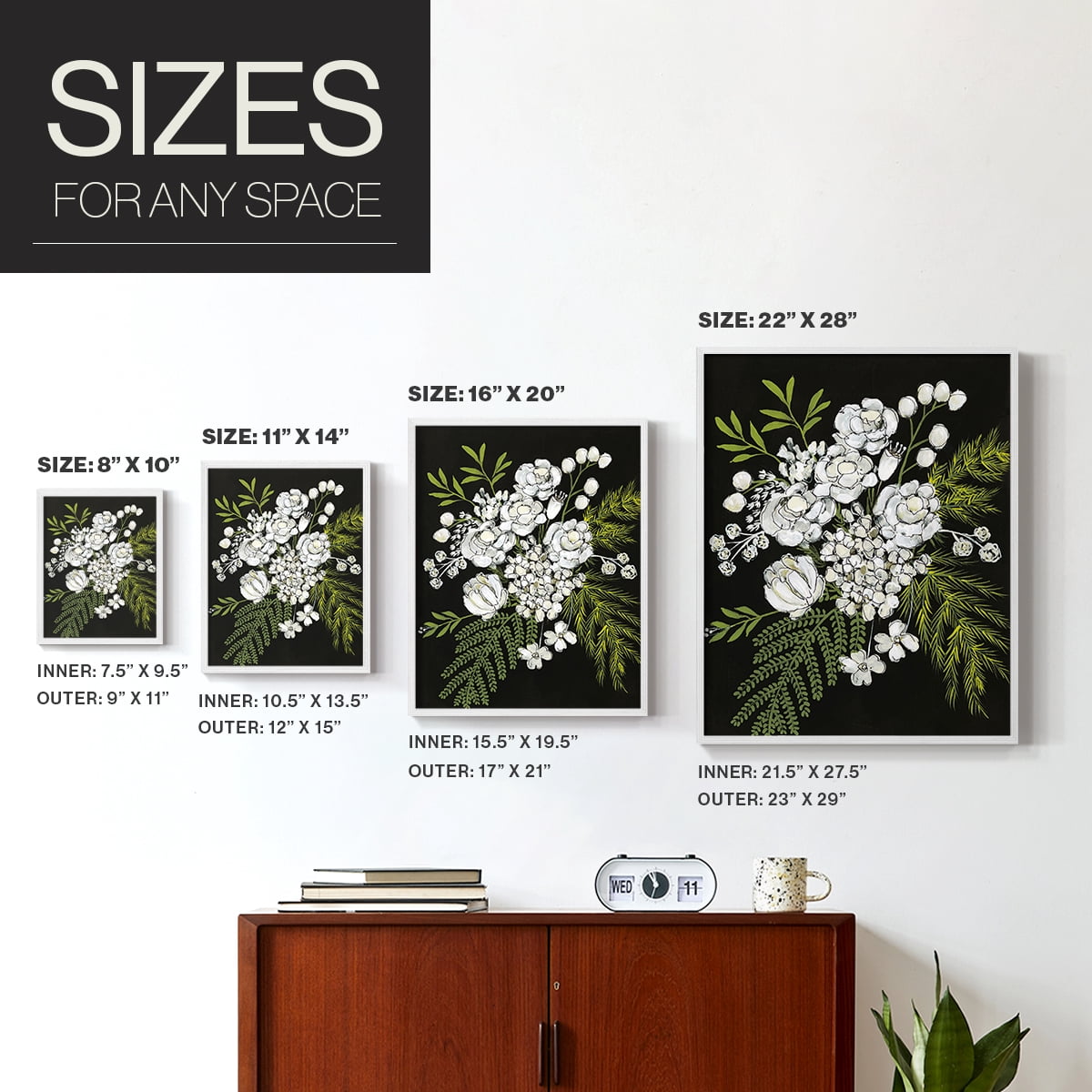 Alabaster Bouquet I Framed Print in White Solid Wood Framed Print No Nail Hanging