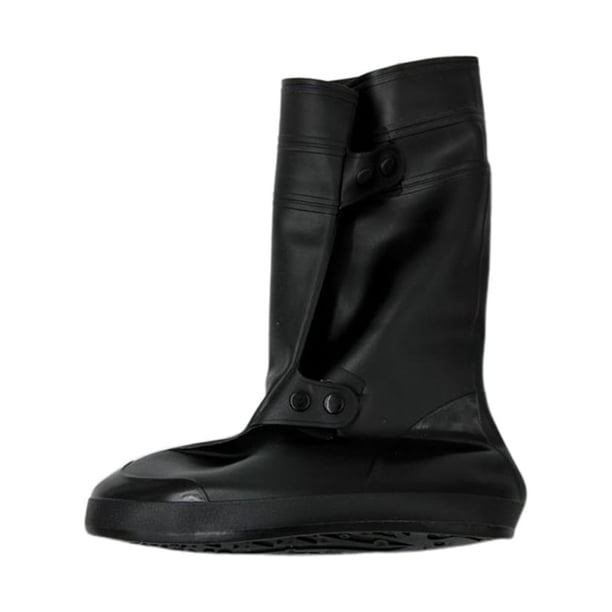 Botas de lluvia Plástico Impermeable Cubierta para zapatos altos Defensa contra la nieve Resistencia al deslizamiento Resistencia a la abrasión Cubierta para zapatos Tamaño XXL Negro