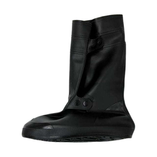 Botas de lluvia Plástico Impermeable Cubierta para zapatos altos Defensa contra la nieve Resistencia al deslizamiento Resistencia a la abrasión Cubierta para zapatos Tamaño XXL Negro