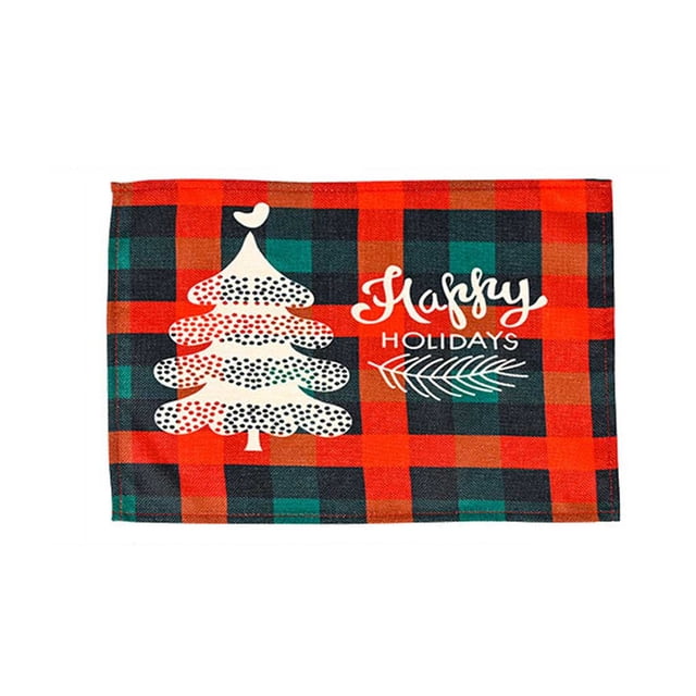 Inteprter Manteles individuales de Navidad para fiesta, banquete, comedor, posavasos, patrón impreso, cubierta de escritorio, adorno, decoración de Kits de decoración para fiestas árbol de Navidad Inteprter HA068892-04