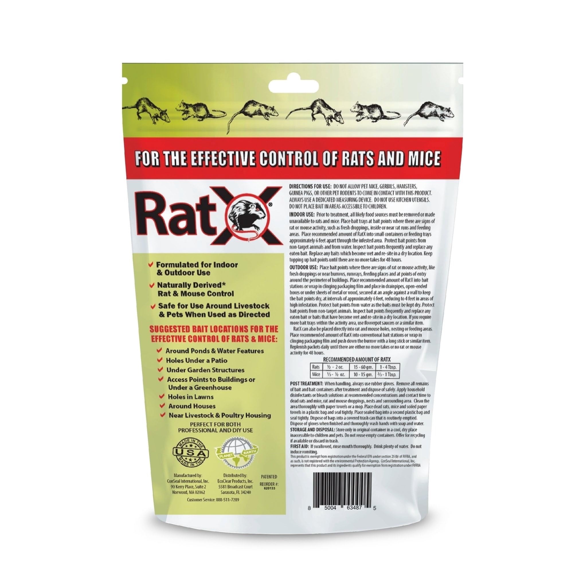 RatX Pellets Non-Toxic Rodent Killer, 5oz, for Rats and Mice, Pest Bait