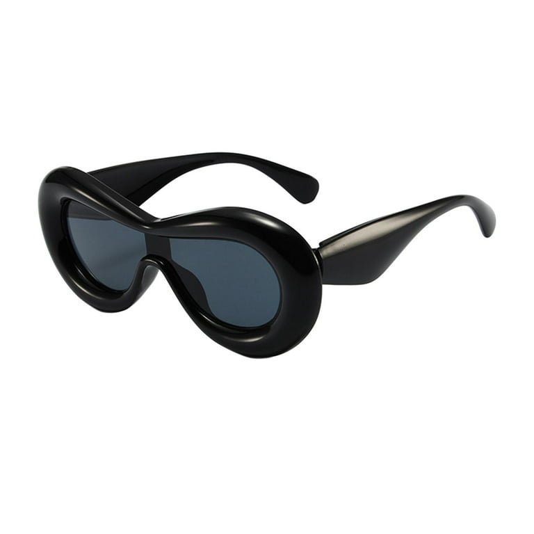 Oversized Thick Sunglasses Glasses Wide Frame Trendy Designer Style  Exaggerated Funny Aesthetic Shades Eyeglasses for Unisex Ladies Men Black 