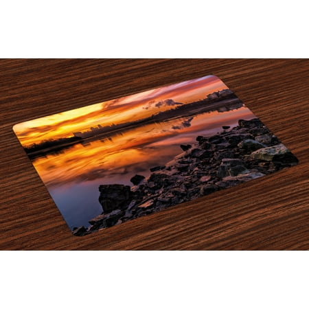 Landscape Placemats Set Of 4 Usa Missouri Kansas City Scenery A Sunset Lake Nature Camping Landscape Placemats Set Of 4 Usa Missouri Kansas City Scenery A Sunset Lake Nature Camping