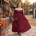 thumbnail image 6 of OIOLOYJM Medieval Renaissance Dress for Women Off Shoulder Victorian Gothic Witch Wedding Costume Dress Comfortable Fashion Elegant Cosplay Dress Red XL, 6 of 6