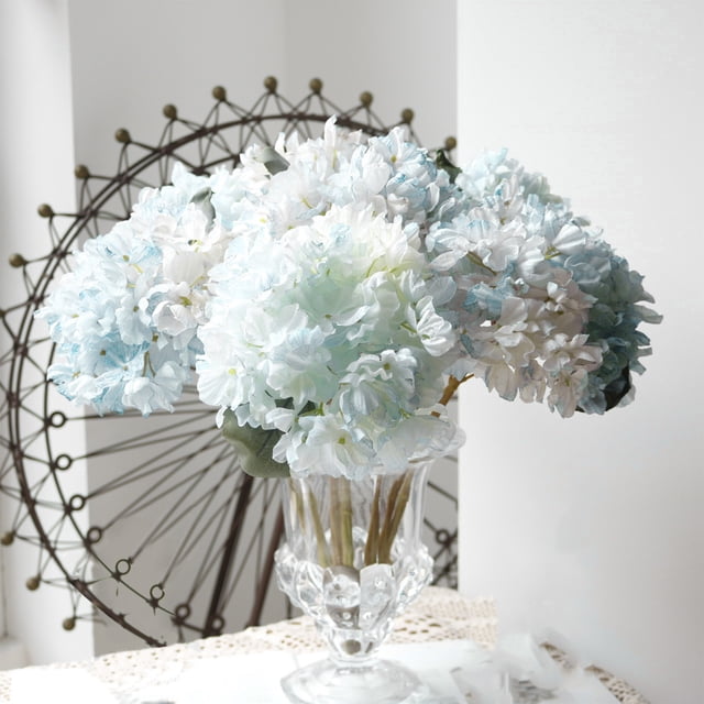 1Pc Artificial Flower Home Decor Portable Single Branch Simulation Hydrangea For Wedding Fake Hydrangea Ecologically Friendly For Party Artificial Flower,(Light Blue)