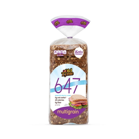 Schmidt Old Tyme 647 Multigrain Bread, Keto, Low Carb, 40 Cal, High Fiber, 18oz Loaf