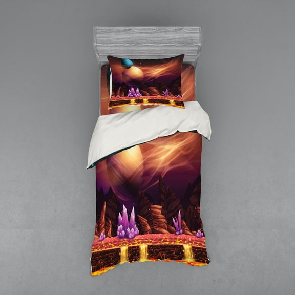 Ambesonne Colorful Bedding Set 3 Pcs, River Mars with Nebula, Twin, Multicolor