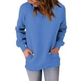 thumbnail image 2 of Kagetolytai Womens Tops Womens Casual V Neck Sweatshirt Loose Soft Long Sleeve Pullover Tops Solid Shirts With Side Pockets Plus Size Tops for Women Blue 3X, 2 of 7