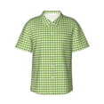 thumbnail image 1 of Fotbe Green Gingham Camisa Hawaiana para Hombre Unisex – Camisa Casual de Verano con Botones de Manga Corta de Algodón y Lino,XX-Large, 1 of 7