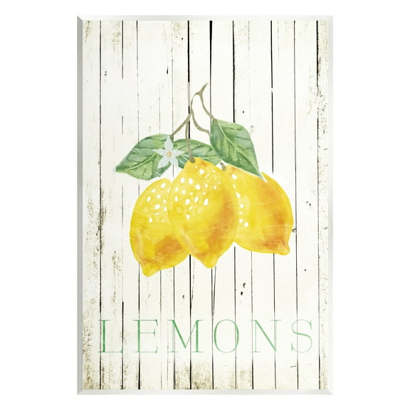 Stupell Rustic Lemons Country Patterned Food & Beverage Painting Wall Plaque Unframed Art Print Wall Art