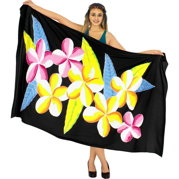 HAPPY BAY Women's Bikini Beach Wrap Swimwear Swim Cover up Bathing suit Summer Wraps Swimsuit Beachwear Sarong Coverups Skirts for Women One Size Coal, Hibiscus