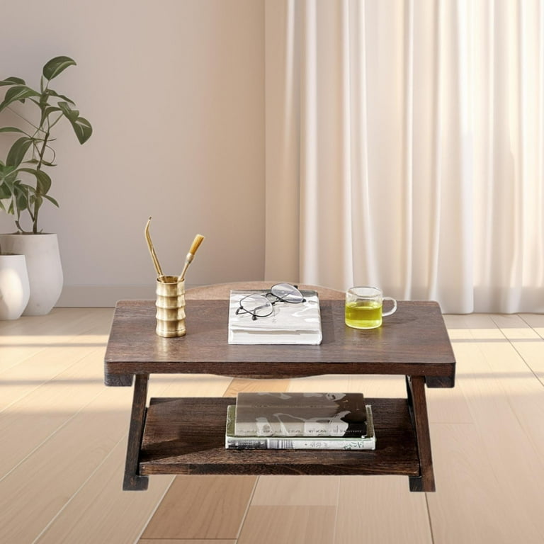 CUTICATE Floor Table Floor Desk Japanese Tea Table Wooden Folding Desk Low Desk for Home Balcony Indoor Living Room Bed 60cmx30cmx20cm Walmart