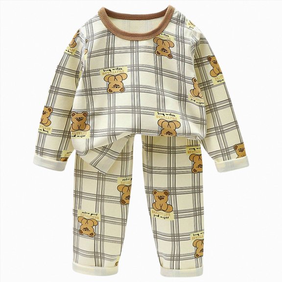 TOWED22 Infant Toddler Winter Clothes Outfits Long Sleeve Graphic Crewneck T-Shirt Sweatpants Cozy 2 Piece Set(Coffee,3-4 Y)
