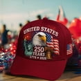 thumbnail image 6 of USA 250 Years Bald Eagle Hat, Patriotic Baseball Cap Adjustable, Celebrate America’s Historic Anniversary in Style （Printed version）, 6 of 10