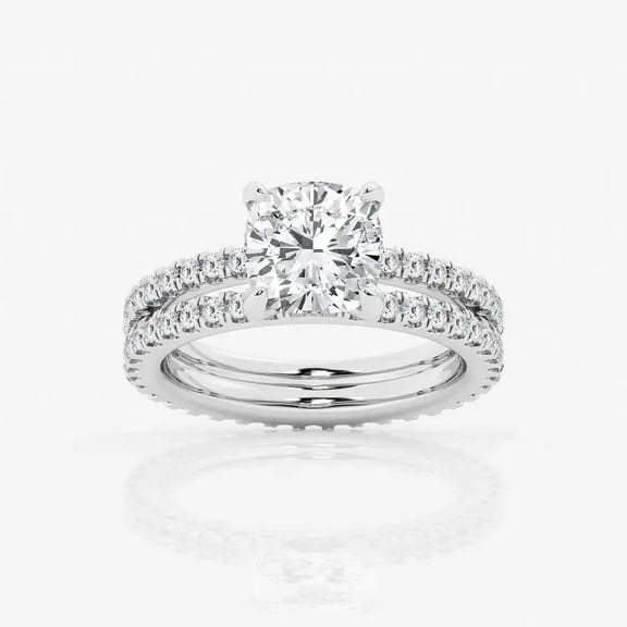 Cloud Jewel 1.5 Ct Cushion Cut Lab-Created Diamond Engagement Ring for Women - Double Shank Solitaire Wedding Ring - 14K White Gold Over - Prong Setting - Perfect for Proposals and Celebrations