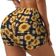 thumbnail image 1 of Fotbe Vintage Black White Plaid Sunflowe Shorts Sin Costuras – Shorts Deportivos de Cintura Alta para Mujer, Elásticos para Gimnasio, Yoga, Running o Ciclismo-X-Large, 1 of 8