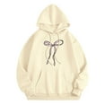 thumbnail image 5 of XIAOCHA WoMen's Valentine's Day Hoodie loose fit Long-Sleeve Hooded Pullover Bow-Accented Soft comfy Casual hoodies, 5 of 7
