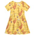 thumbnail image 4 of joogoo Seahorse Coral Summer Girls' Short Sleeve Dress Kids Dresses 3T, 4 of 8