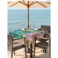 thumbnail image 3 of Outdoor Tablecloth with Umbrella Hole for Patio/Picnic/Party/Camping, Turtle Coastal Waterproof Table Cloth Square Cover Washable, Summer Beach Coral Seahorse Green Wooden Retro (60"x 60"), 3 of 8
