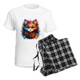 thumbnail image 4 of CafePress - Cute Cat Watercolor Pajamas - Women's Short Sleeve Print T-Shirt and Pants Light Cotton Pajama Set, 4 of 7