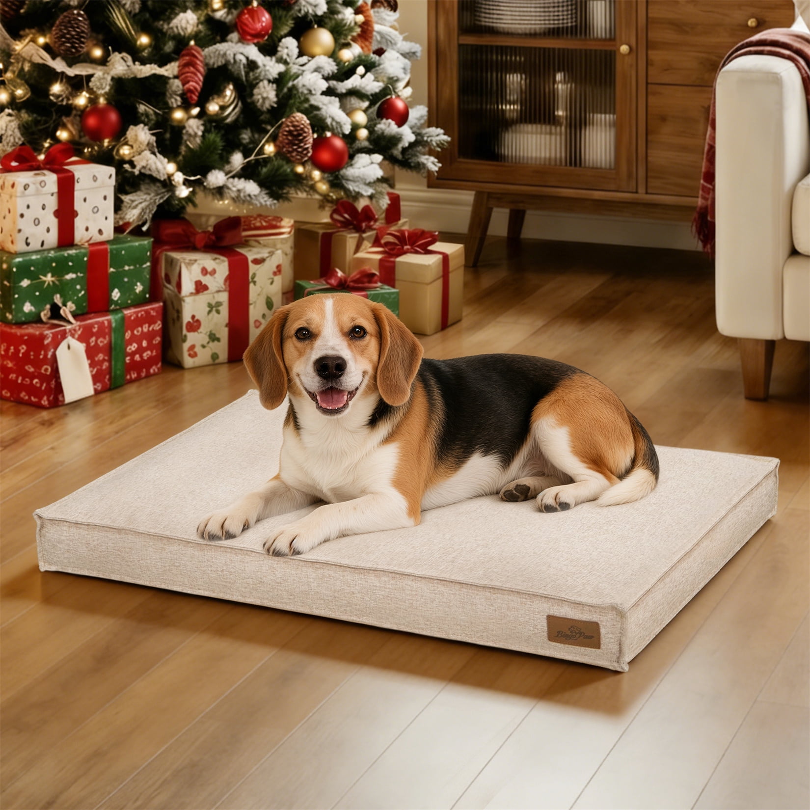 Comfort Dog Bed Pet Pillow Bed Linen Cover Foam Base Cozy Sleep Bed Pet Mat for Cats Kennels L