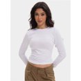 thumbnail image 5 of Women’s Basic Skinny Crop Top Tee Shirt Short Sleeve Workout Round Neck Cropped Tshirt, 5 of 6